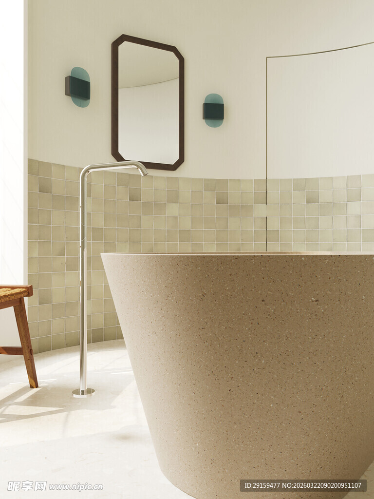 现代简约风格浴室浴缸场景