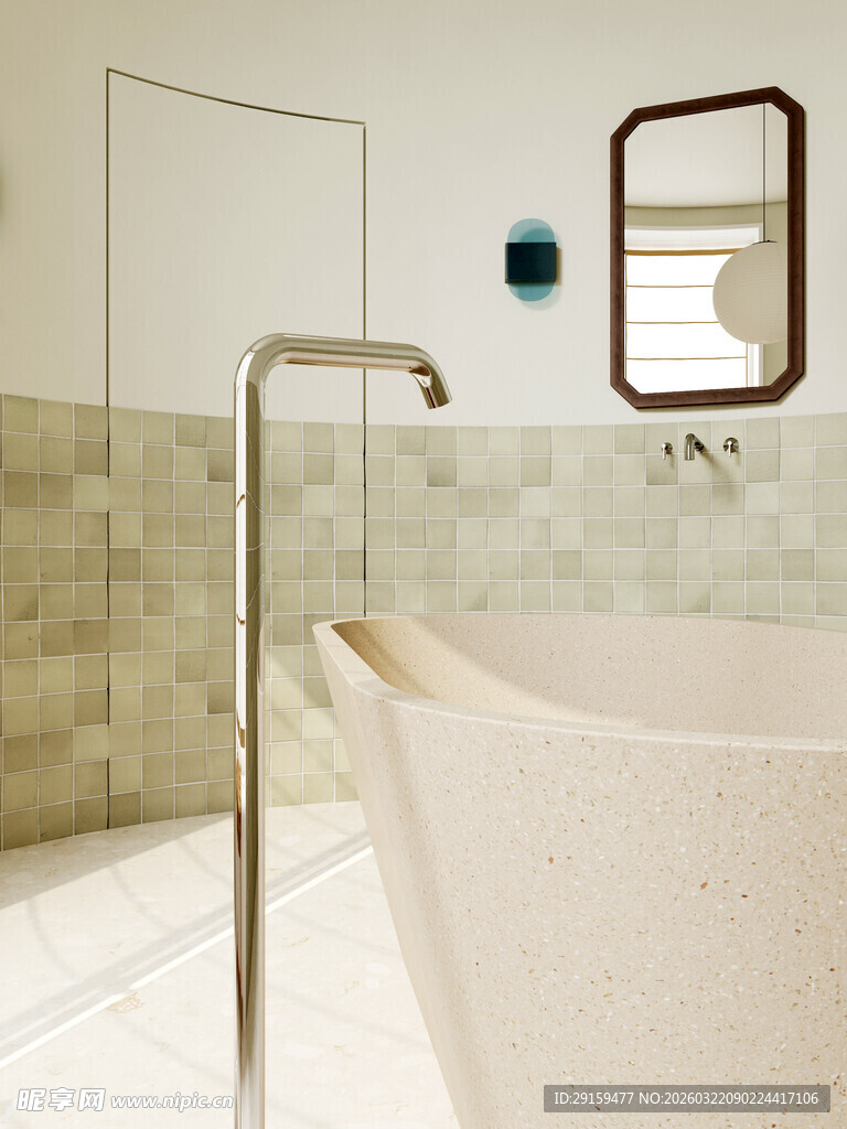 现代简约风浴室浴缸场景