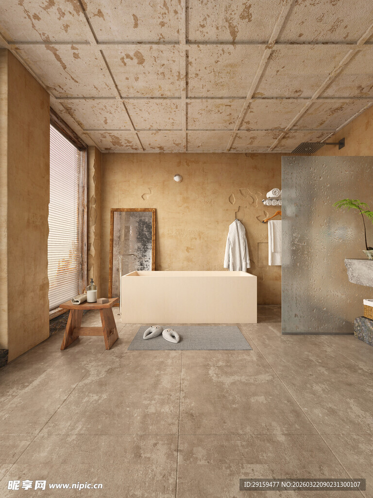 工业风浴室室内场景展示