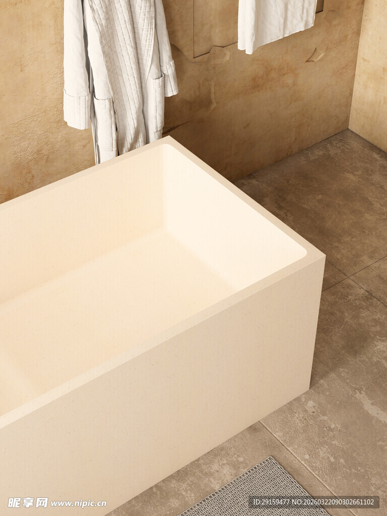 简约米色浴缸浴室一角