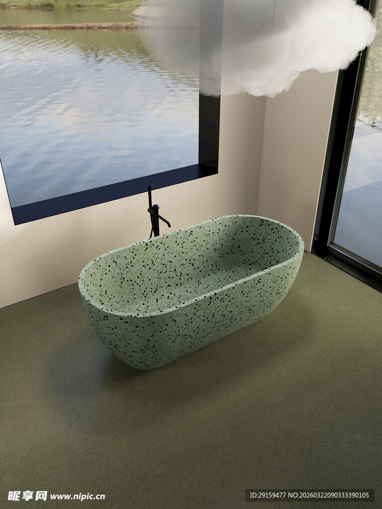窗边独特玻璃浴缸设计
