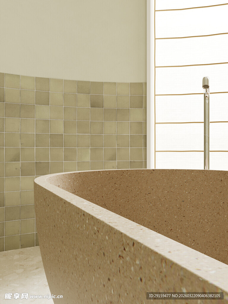 简约风米色浴缸室内场景