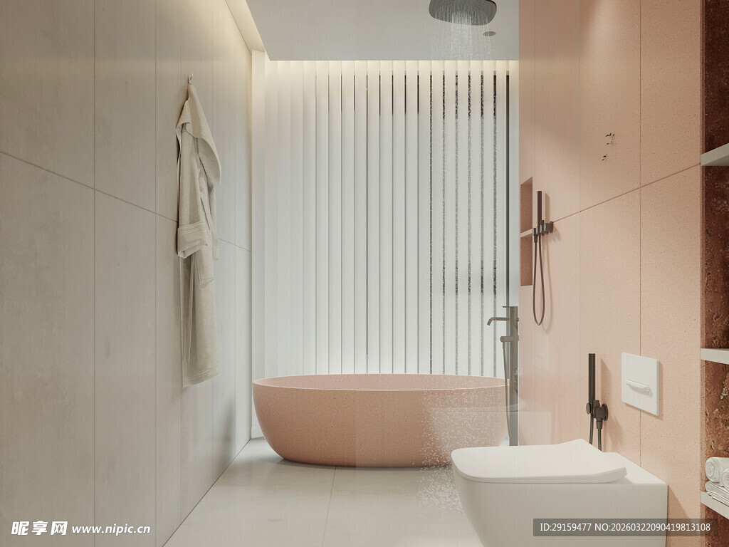 简约风粉色系浴室设计