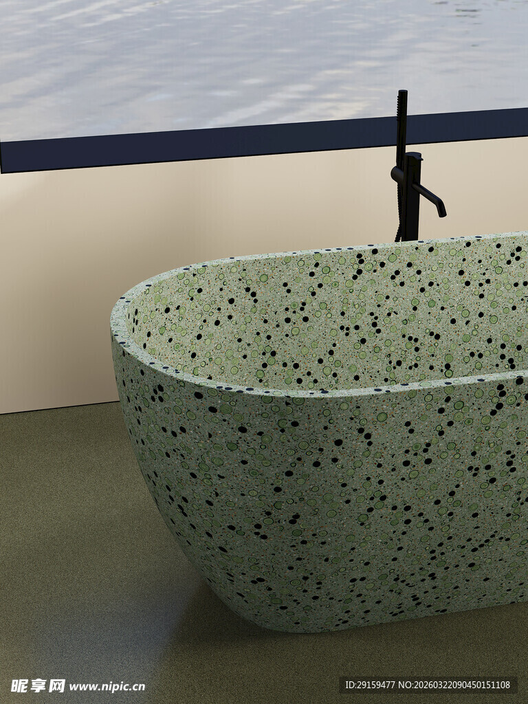 绿色斑点独立式浴缸