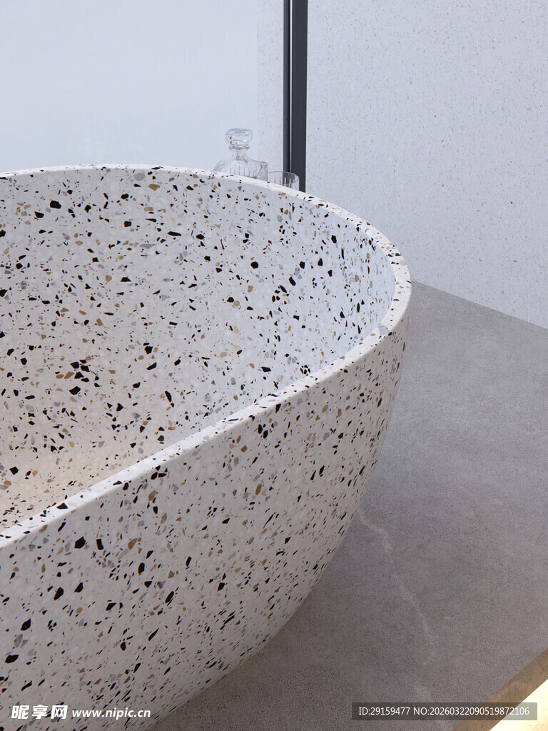 水磨石材质弧形浴缸
