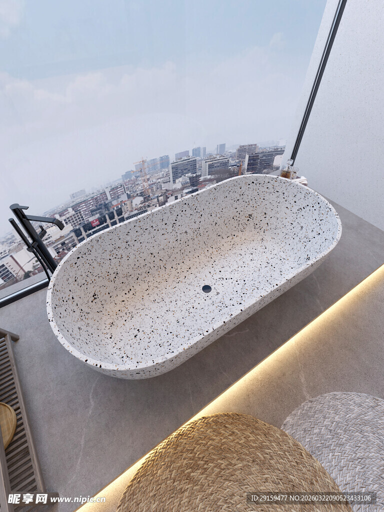 现代风格椭圆形户外浴缸