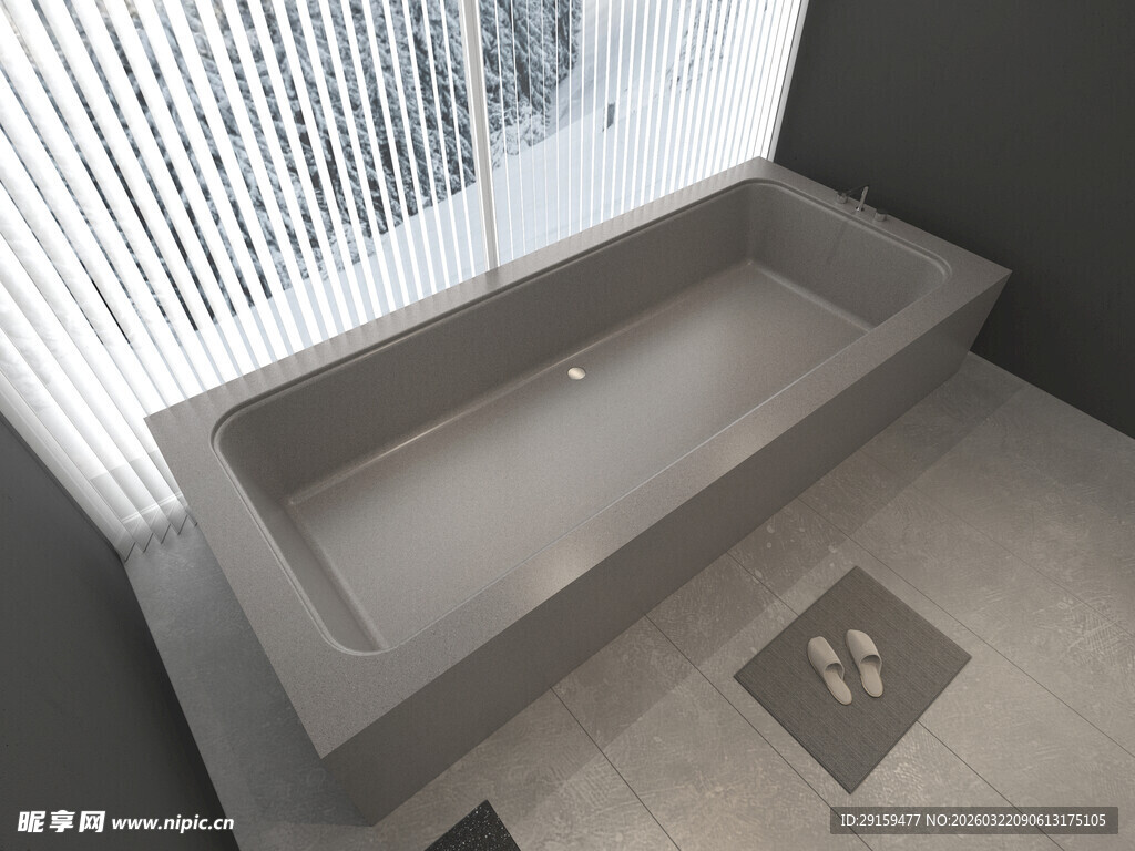 现代简约风室内浴缸一角