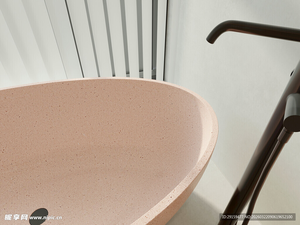 粉色浴缸与黑色龙头搭配