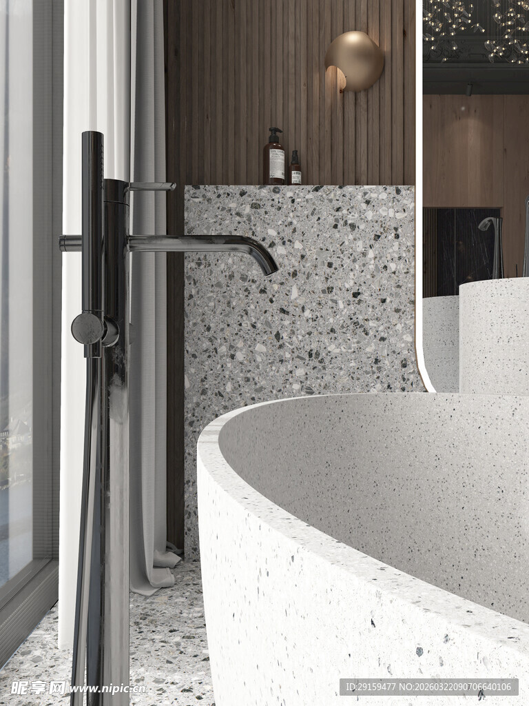 现代简约风浴室浴缸场景