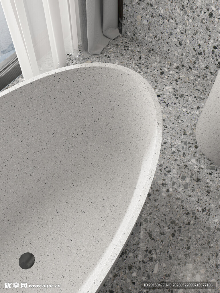 简约浴室中的白色浴缸