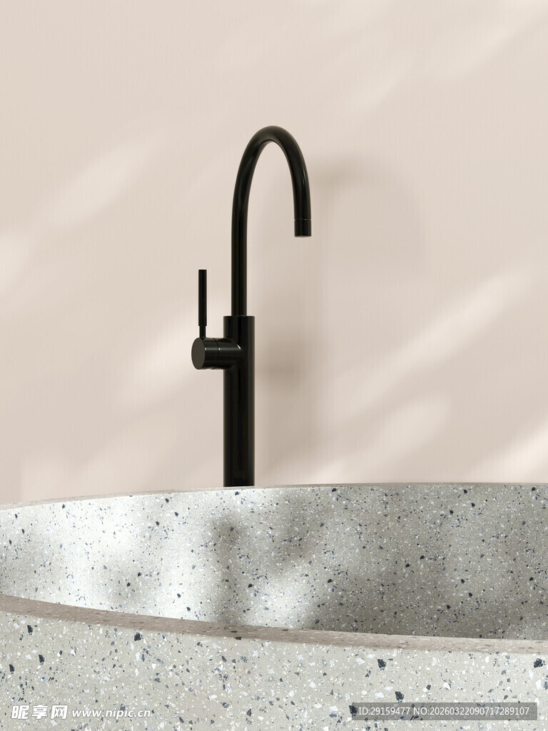 黑色水龙头搭配石质水槽