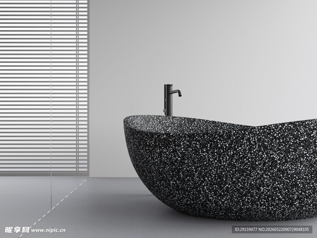 现代风格黑色石材浴缸