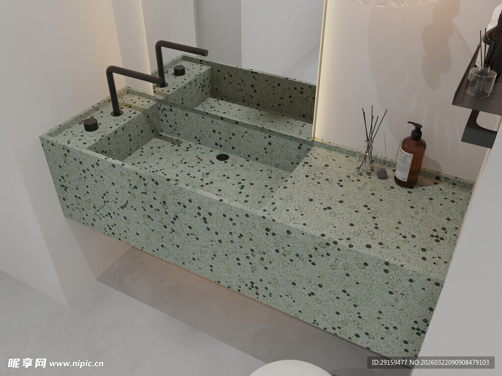绿色斑点洗手台设计展示