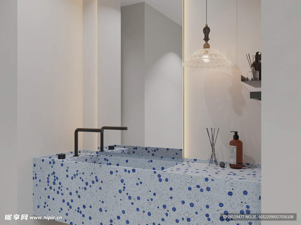 蓝白斑点洗手台现代设计