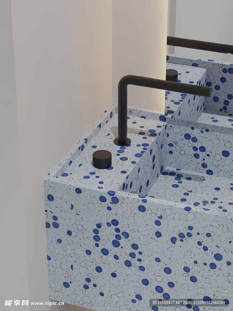 蓝白斑点洗手台设计