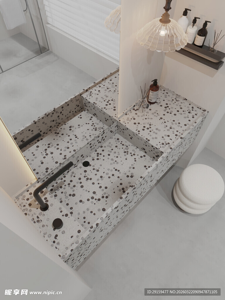 现代简约风水磨石洗手台