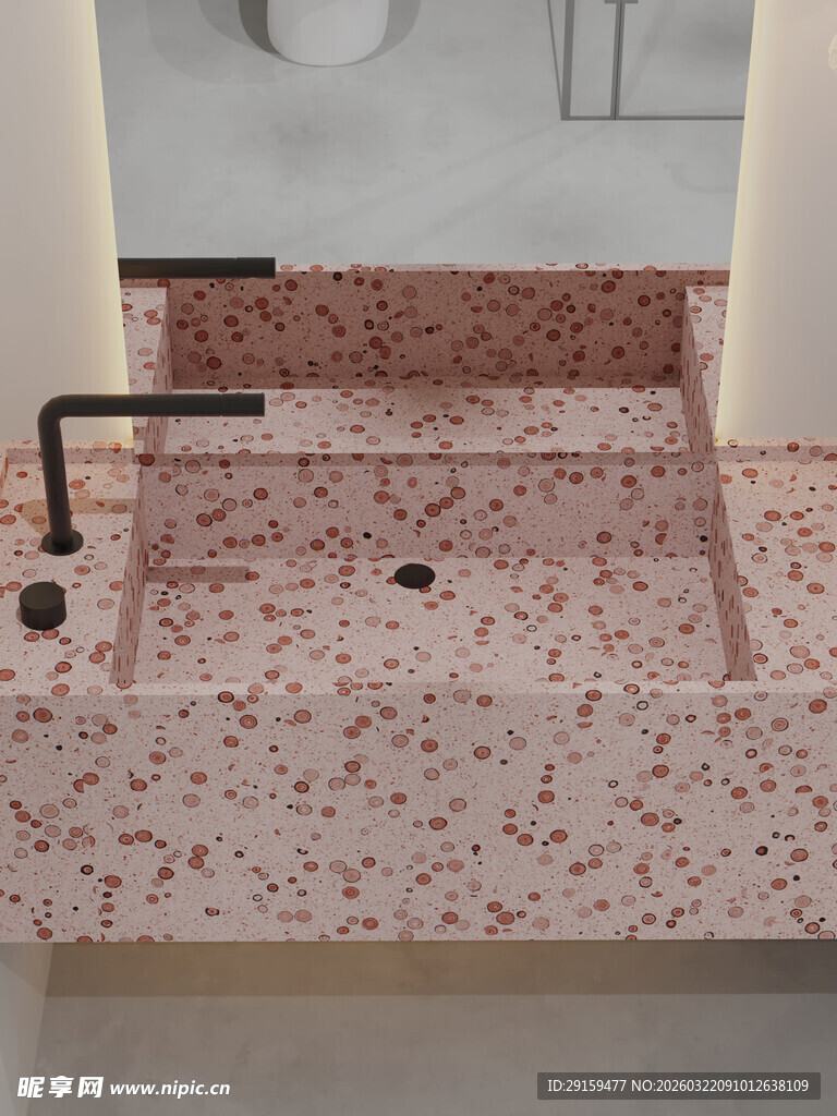 粉色水磨石洗手台设计