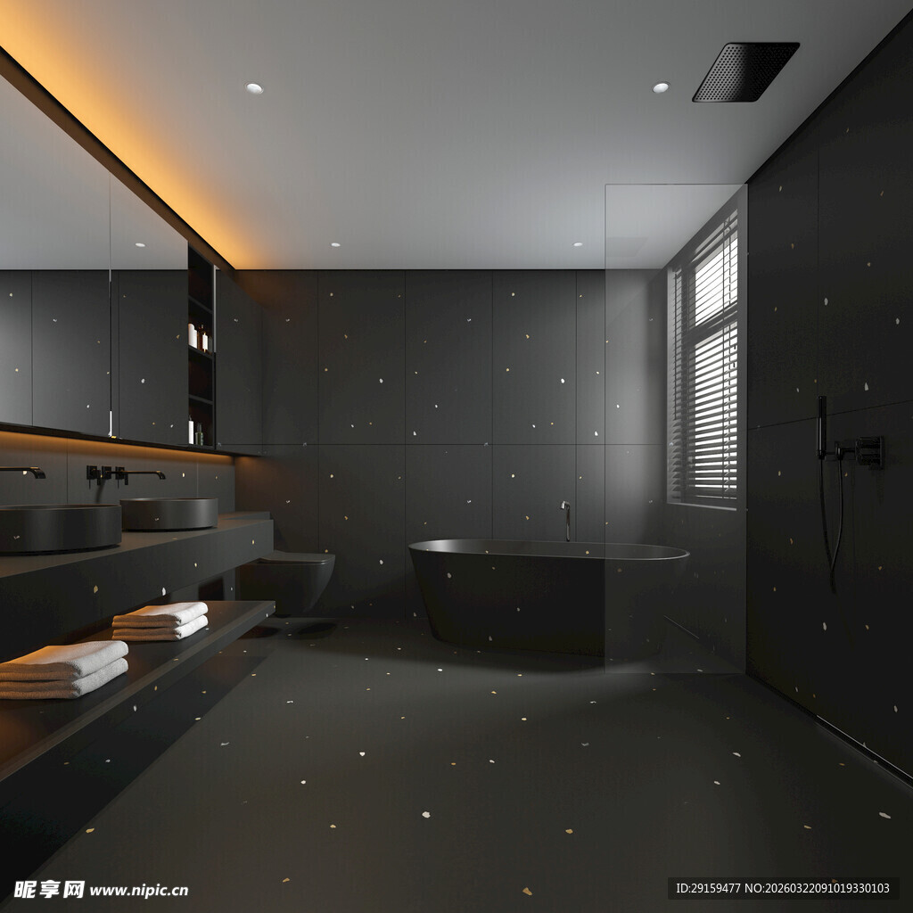 现代简约风深色系浴室空间