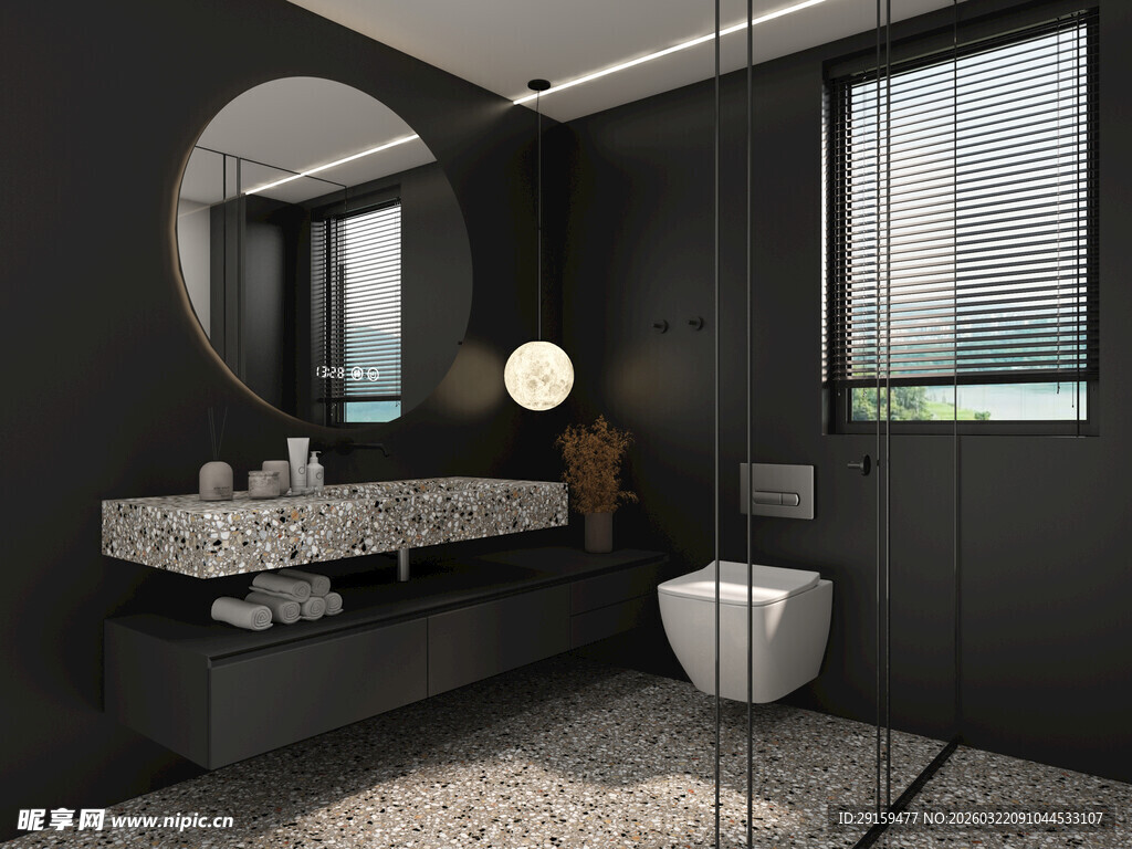 现代简约风黑色系浴室