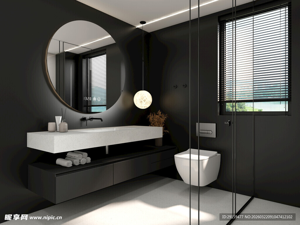 现代简约风黑调浴室空间