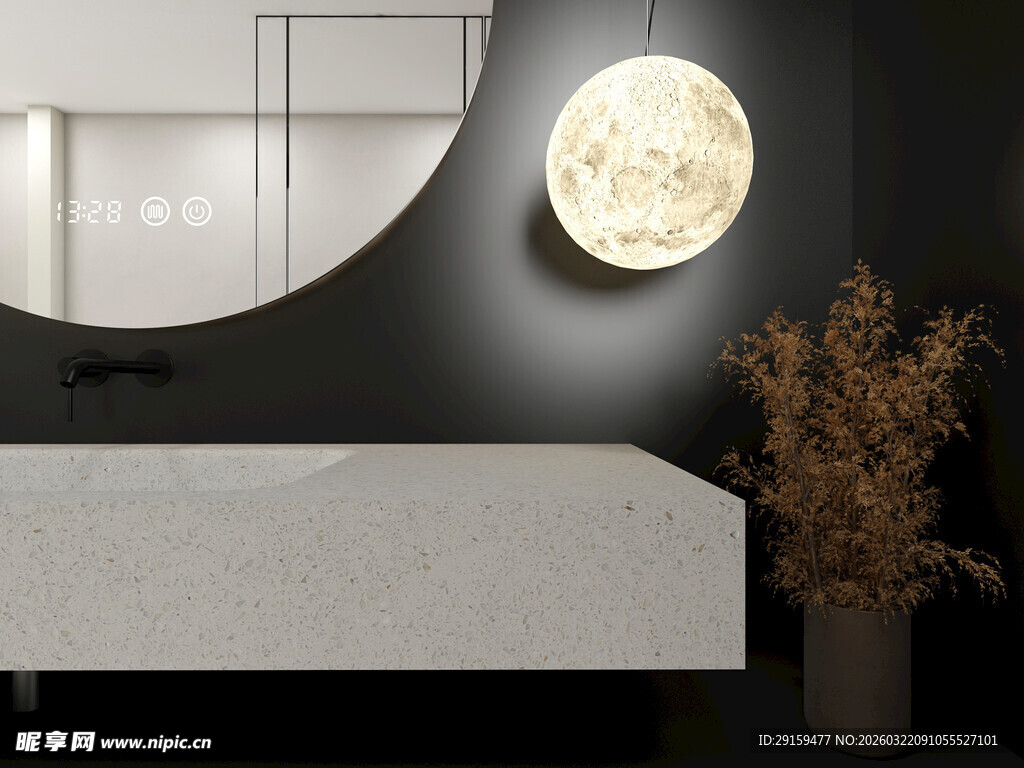 现代卧室简约床头装饰场景