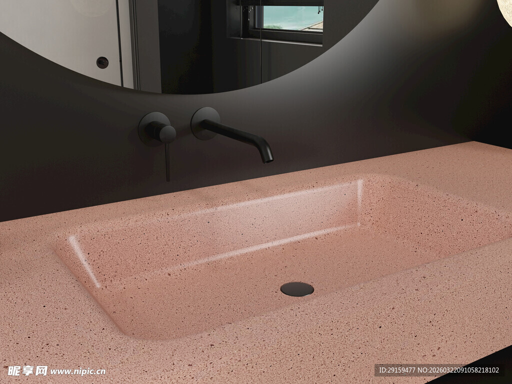 粉色洗手台特写