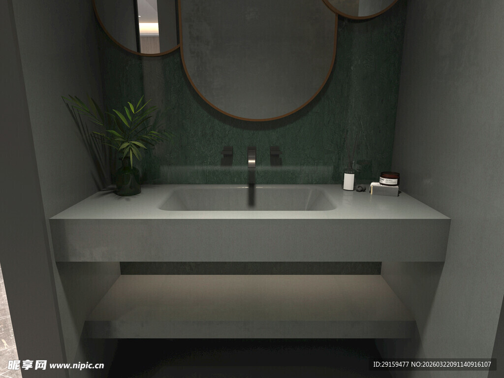 现代简约风浴室洗手台设计