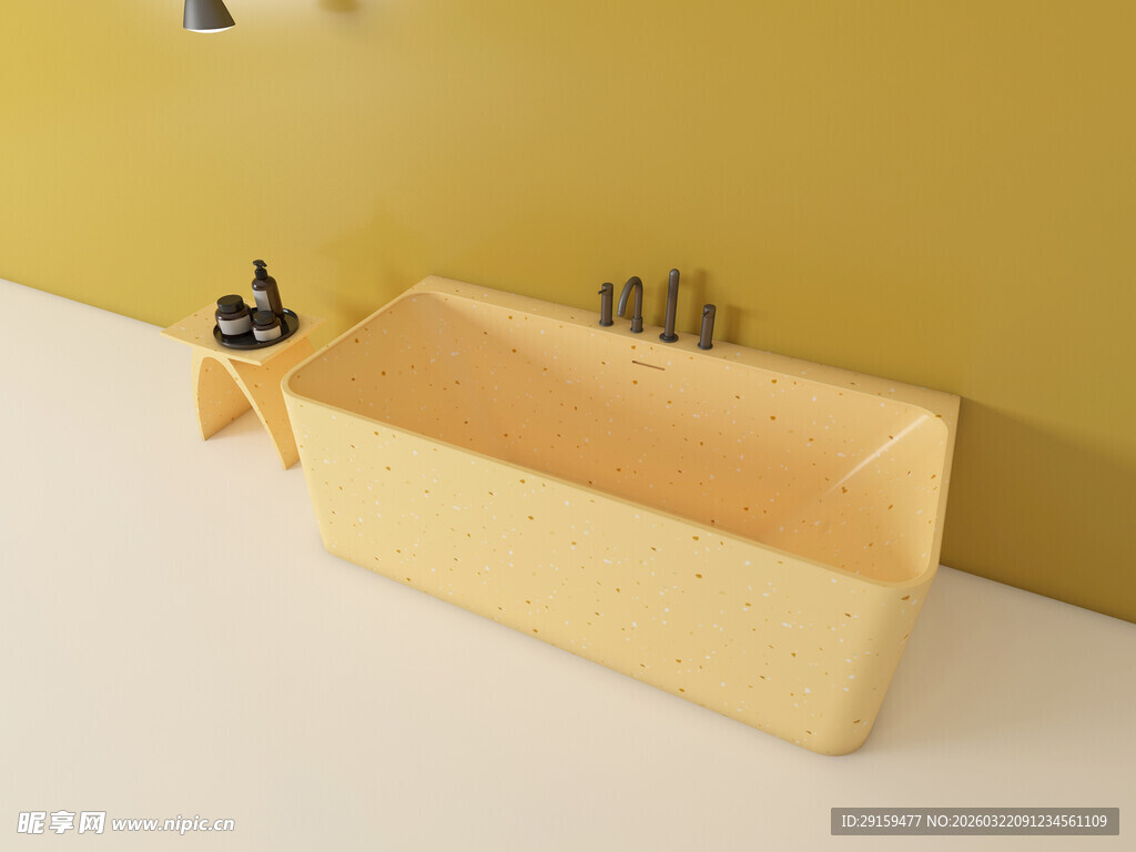 黄色简约独立式浴缸