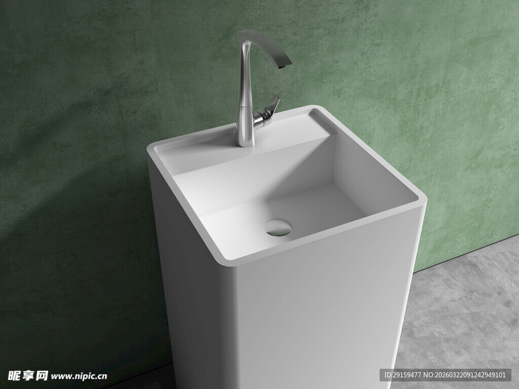 白色立柱式洗手盆