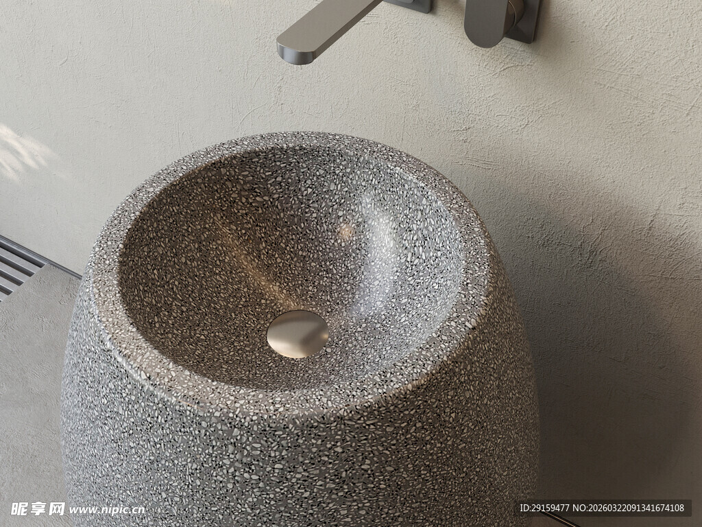 石质洗手盆特写