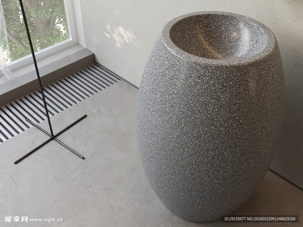 室内灰色石制花瓶摆件
