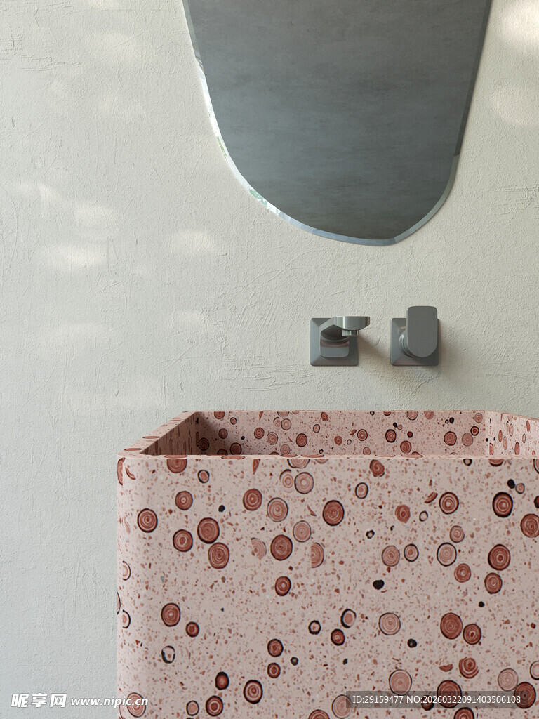 粉色印花布料与金属配件