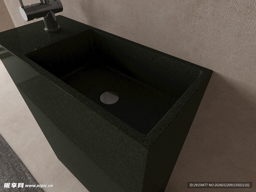 深绿色方形洗手台设计