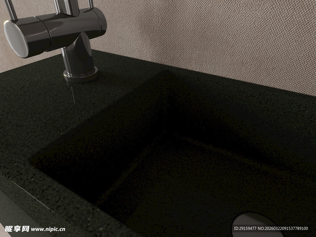 黑色洗手池特写