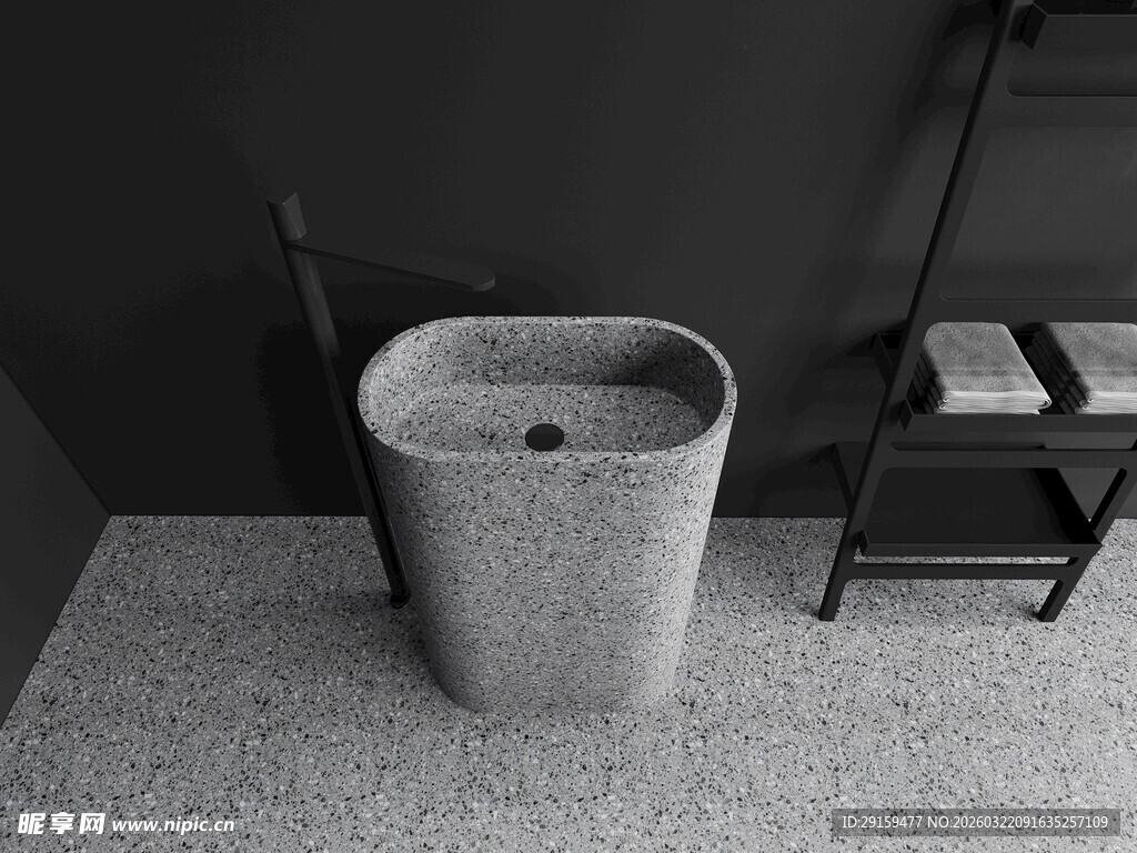 灰色水泥风洗手盆摆件