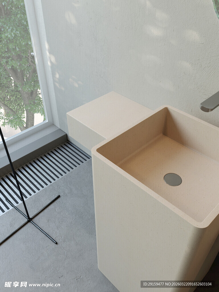 简约米色洗手池设计