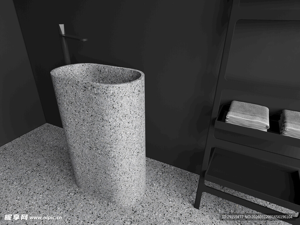 现代风灰色立柱式洗手盆