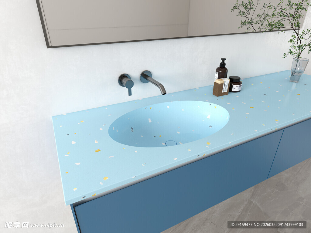 蓝色洗手台