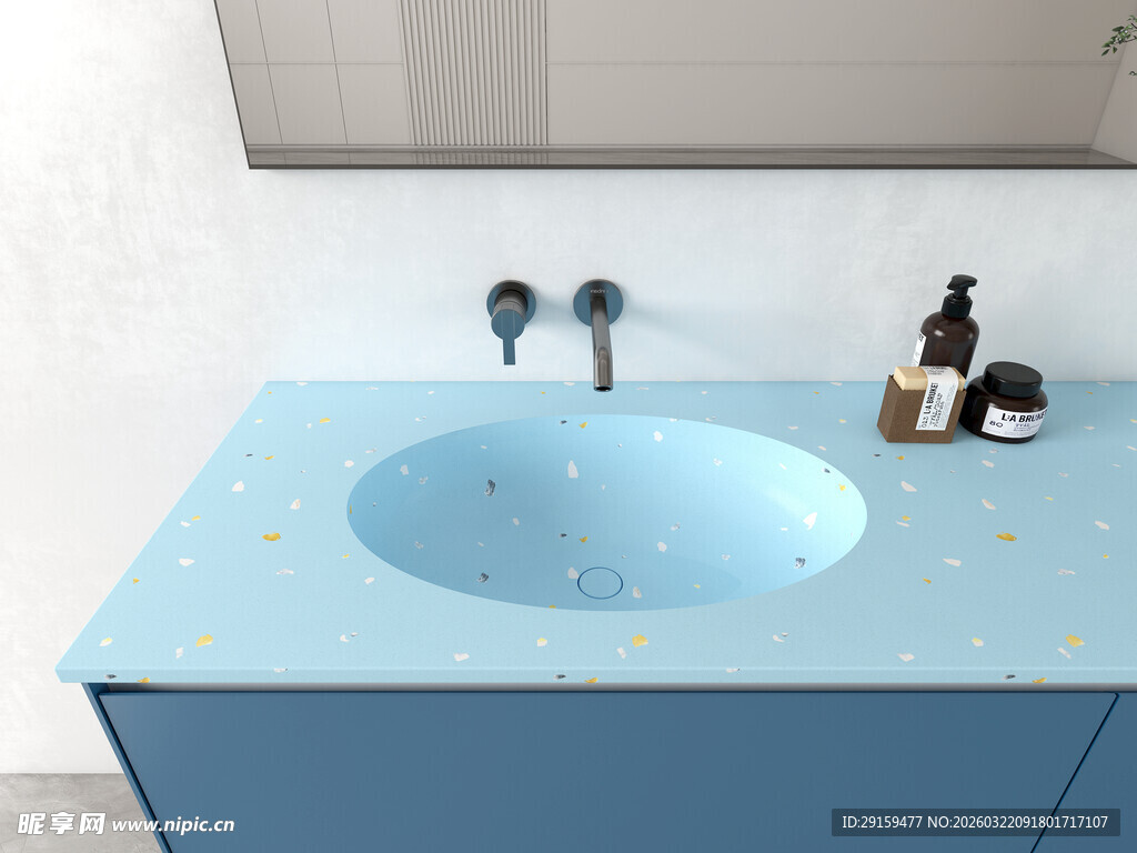 蓝色洗手台