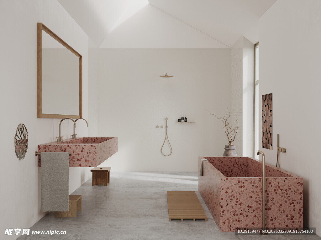 现代简约风粉色系浴室空间