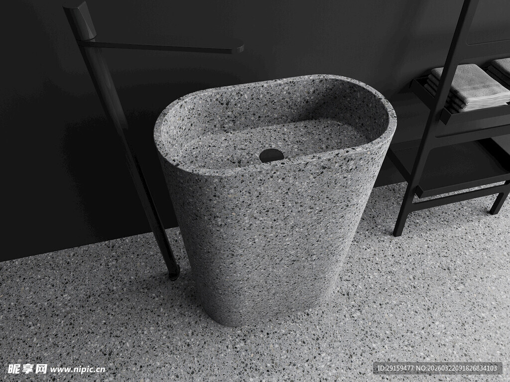 灰色石质洗手盆