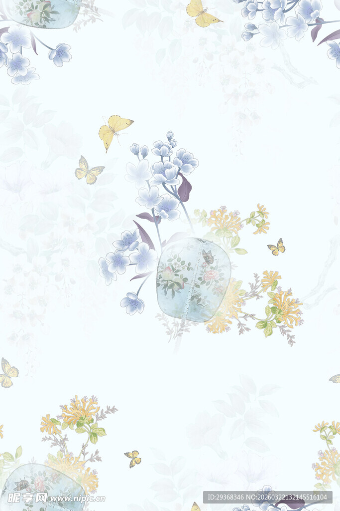 扇子手绘花蝴蝶中国风