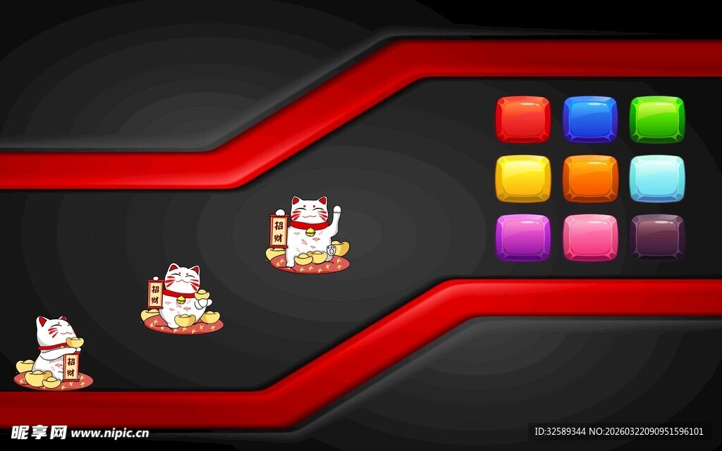 彩色按钮旁的小巧角色