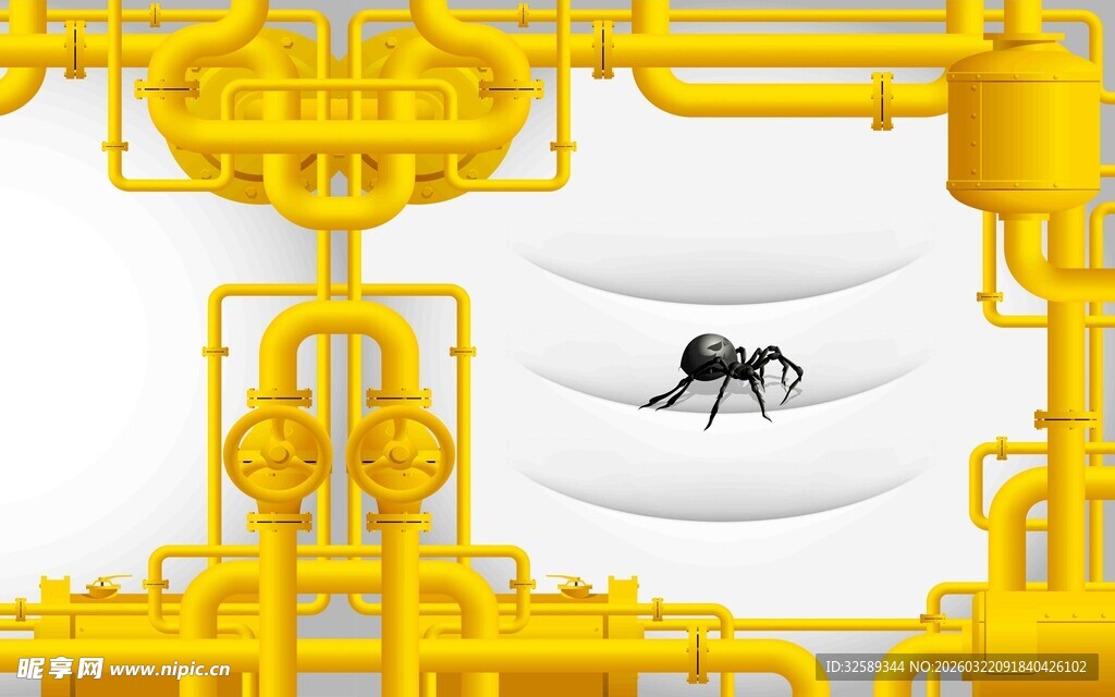 蚂蚁穿梭于黄色管道间