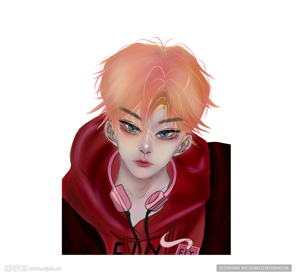 红发潮酷少年形象