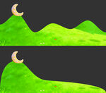 月夜下的绿色山丘