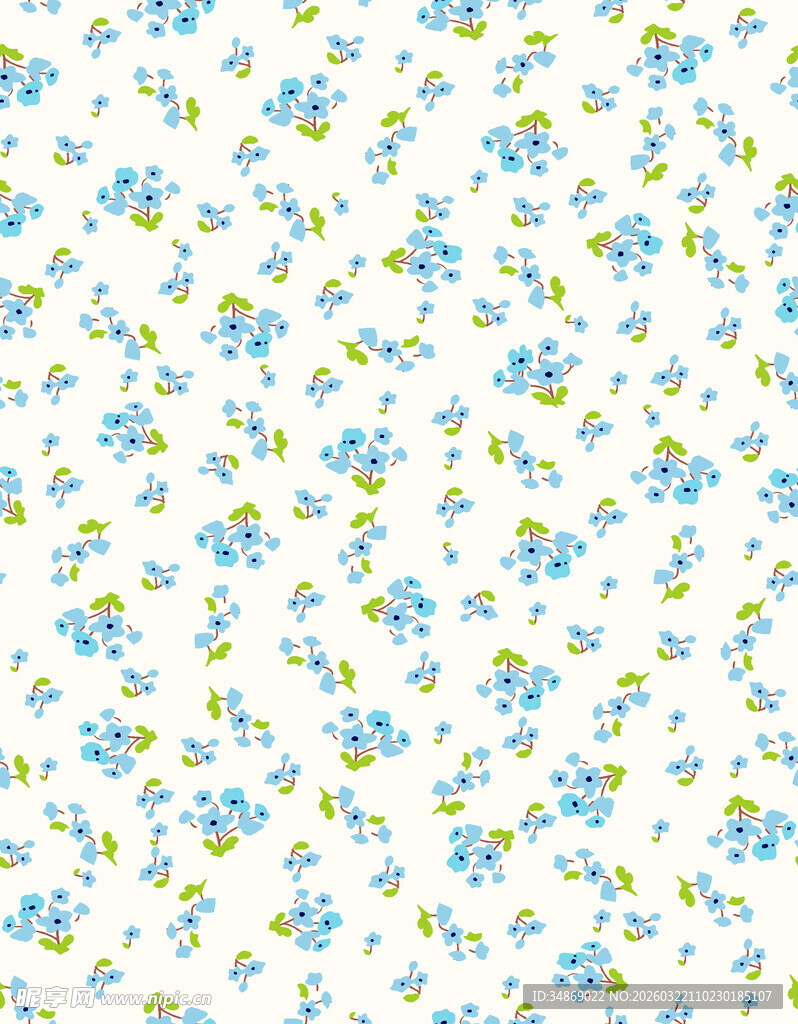 蓝白碎花图案背景