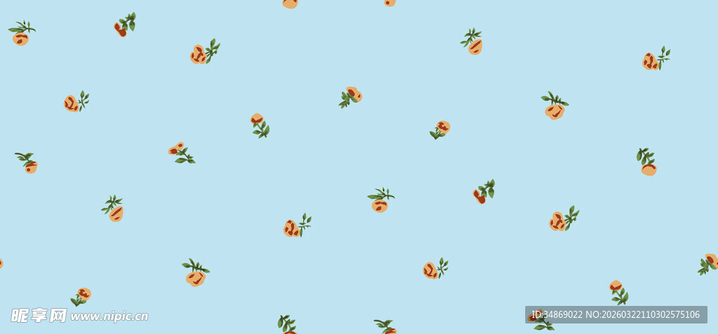 浅蓝色底散布小黄图案