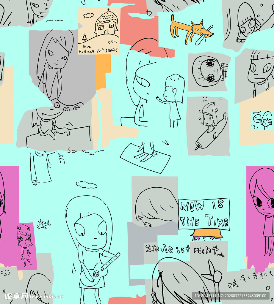 手绘卡通图案创意背景图