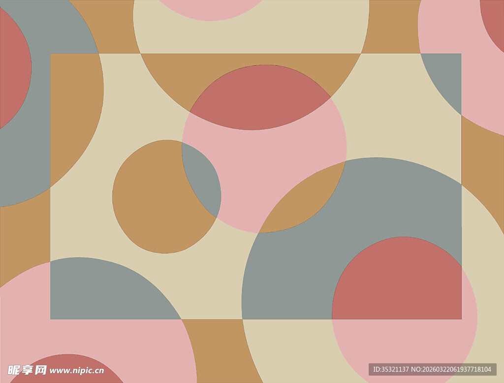 几何圆形拼接抽象地垫图案浅色一